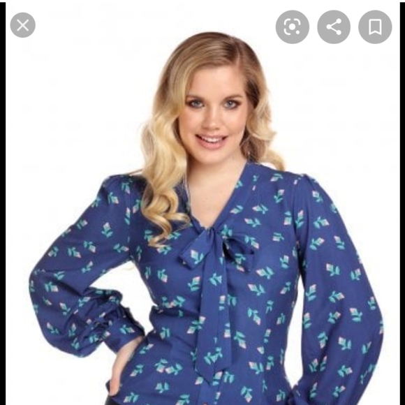 Collectif Tops - Collectif Vintage Luisa bow blouse